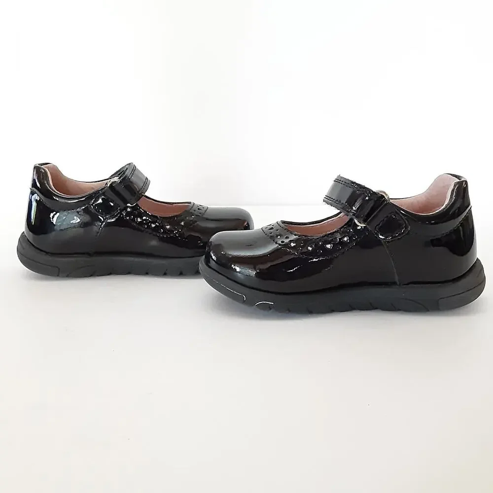 Pablosky Girls 4 Mary Janes Black Patent Leather Lazer Cut Dress Flats Euro 20